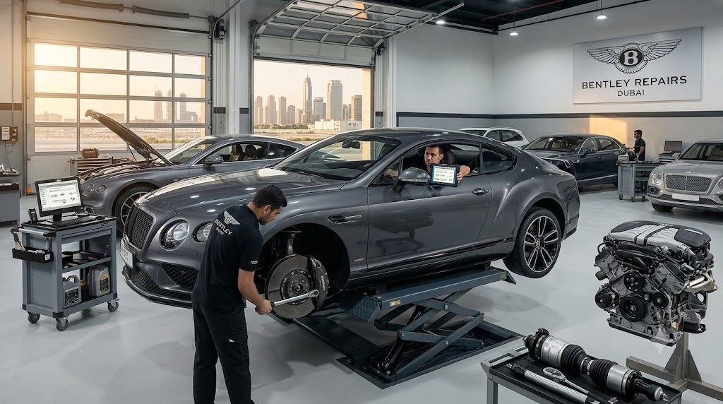 Bentley Continental Supersports undergoing repair and servicing at an independent Bentley specialist workshop in Dubai