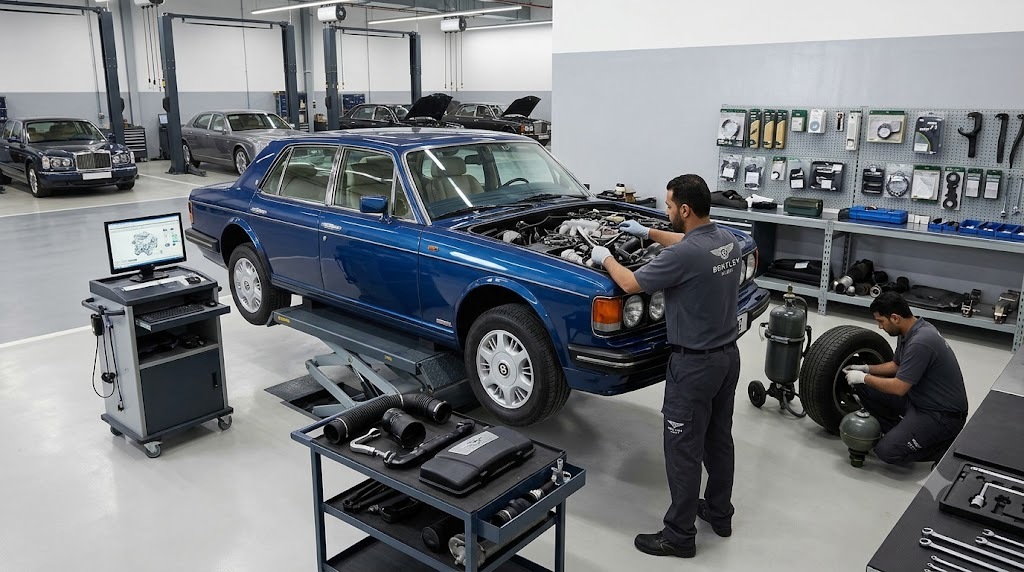 Bentley Turbo R being serviced by an independent Bentley repair specialist in Dubai
