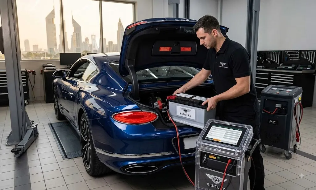 Bentley battery replacement in Dubai carried out by an independent Bentley specialist on a Continental GT
