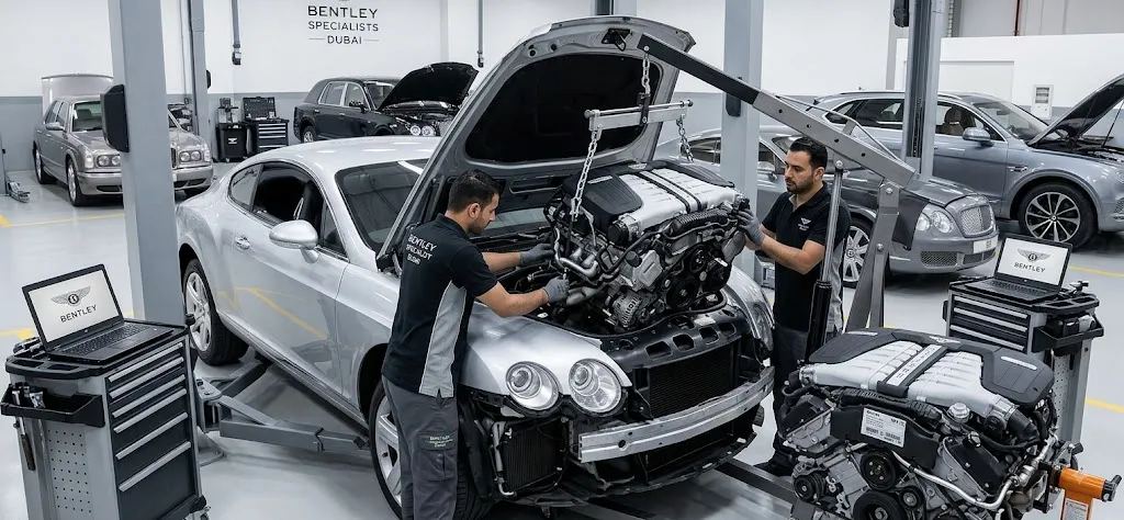 Bentley engine replacement in Dubai by independent Bentley specialists working on a W12 engine