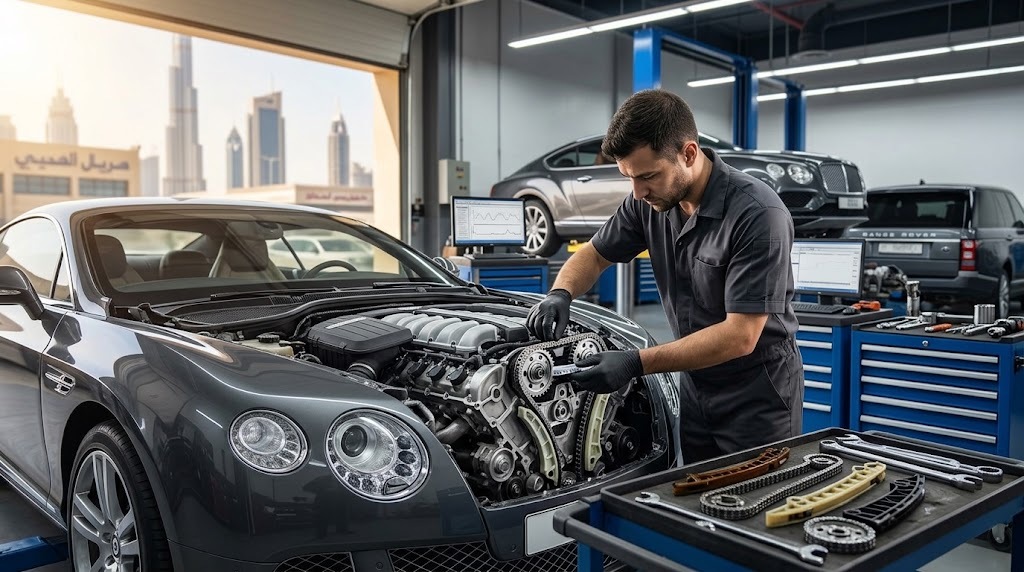 Bentley timing chain replacement in Dubai by independent Bentley specialist technicians