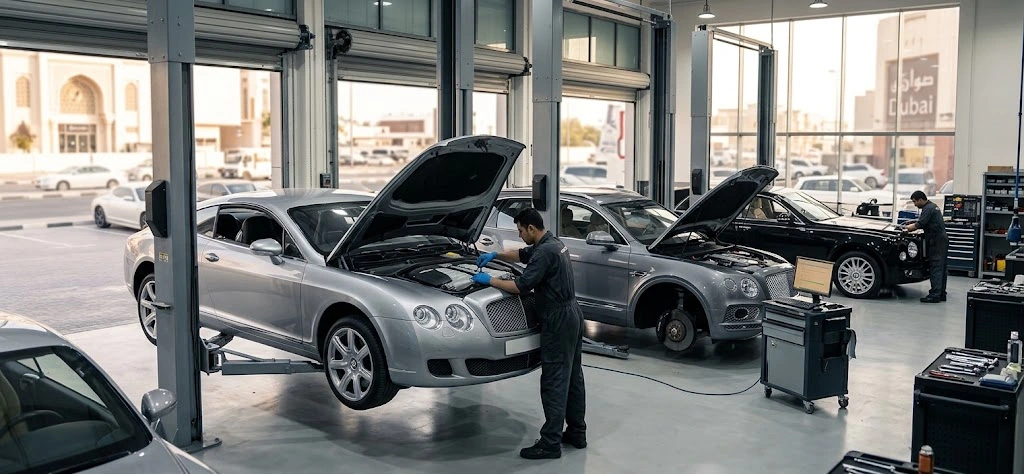 Bentley Continental GT being serviced by an independent Bentley specialist for Deira, Dubai owners